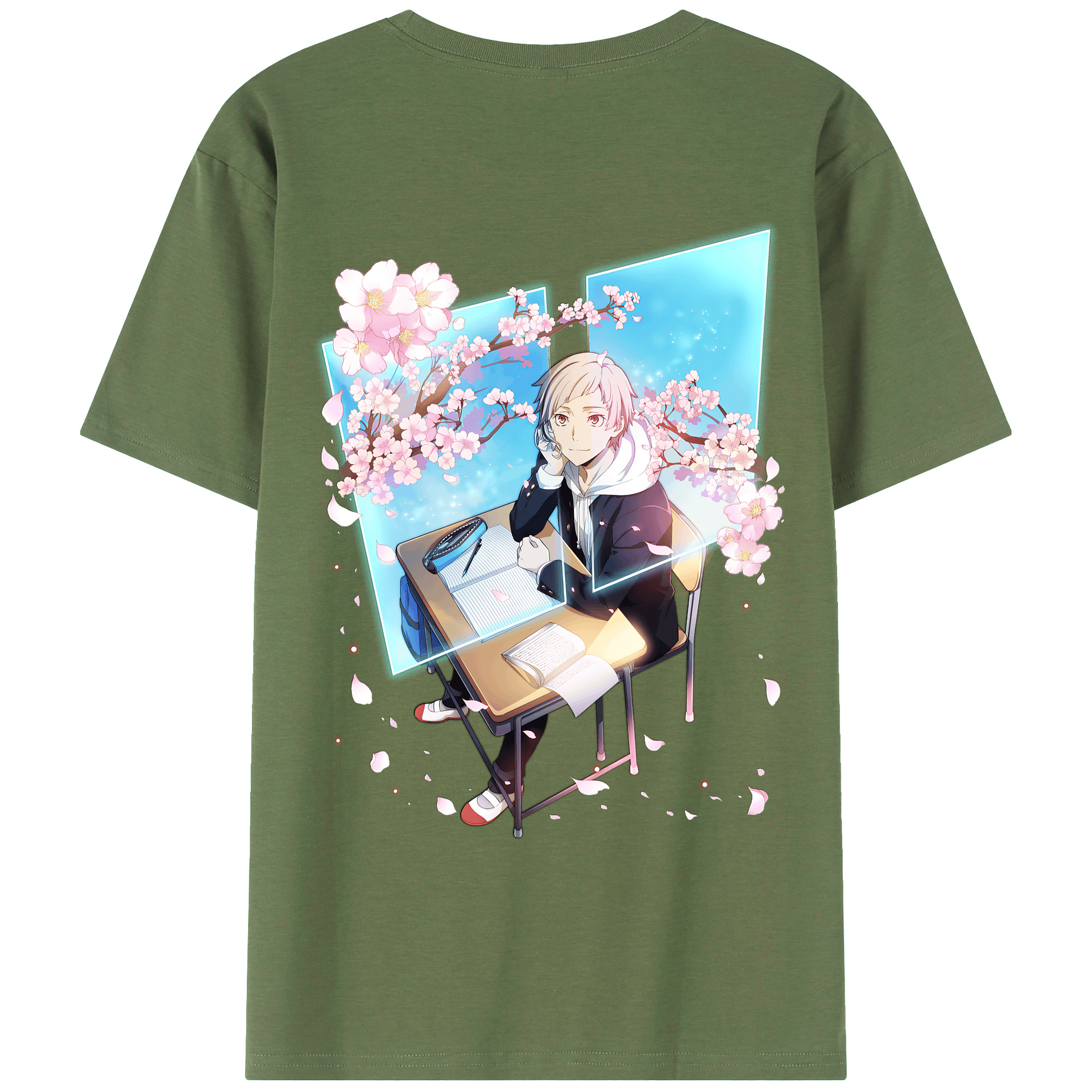 （画像用） 文豪ストレイドッグス Bungo Stray Dogs 綿100％ メンズ半袖Tシャツ（バックプリント） 通気性